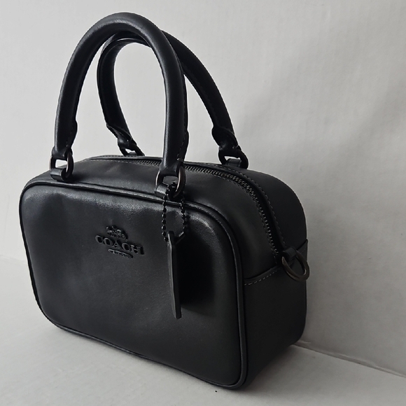 Coach Black Satchel Crossbody Top Handle Smooth Leather - Picture 2 of 12